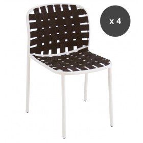 Lot de 4 Chaises blanches /marron  YARD - EMU