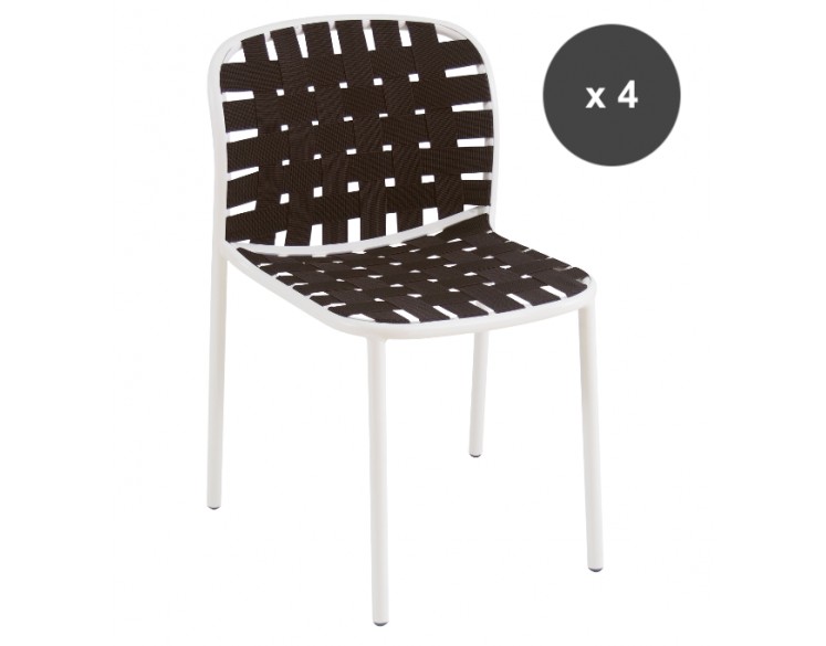 Lot de 4 Chaises blanches /marron  YARD - EMU