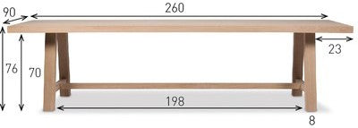 Table en chêne HERBERT 90 x 260 cm