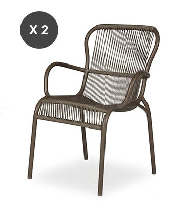 Lot de 2 fauteuils de repas LOOP Taupe - Vincent Sheppard