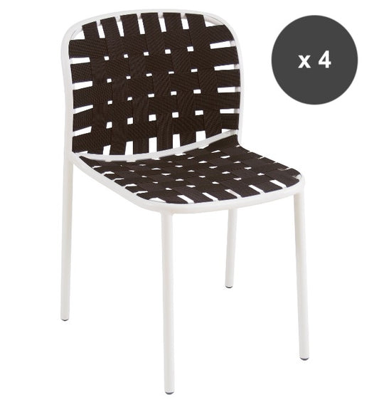 Lot de 4 Chaises blanches /marron  YARD - EMU