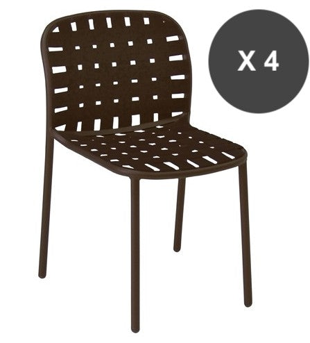 Lot de 4 Chaises marron d'inde YARD 