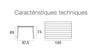 Table de repas extensible YARD 160 x 97 cm - EMU